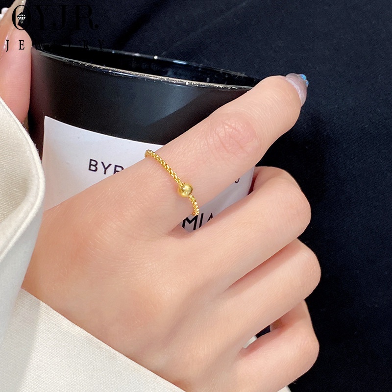 Nhẫn Cặp Bằng Thép Không Gỉ Xỏ Hạt cincin perempuan Tối Giản Không Phai Màu Vàng Kim Thích Hợp Làm Quà Tặng Trang Sức Cho Cặp Đôi