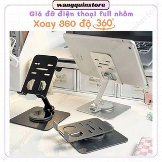 Giá đỡ điện thoại iPhone, máy tính bảng iPad chân xoay 360 độ tiện lợi bằng hợp kim nhôm cao cấp gấp gọn để bàn