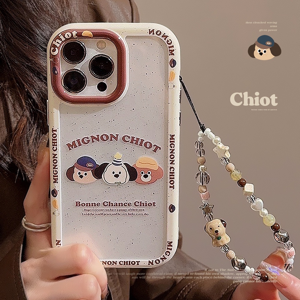 Ốp Điện Thoại tpu Silicon Cứng Chống Rơi Hình Ba Chú Chó Nhỏ Gắn Dây Đeo Cho iphone 11 12 13 14 15 pro max plus x xr xs max