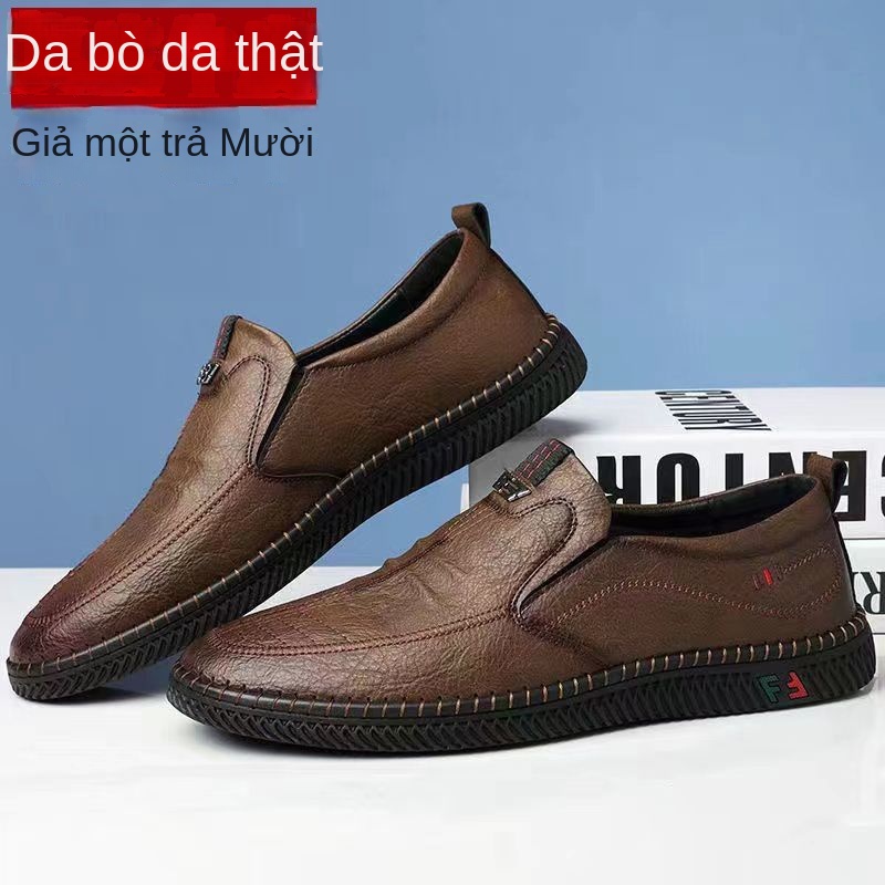 Giày Lười Da Đế Mềm Chống Trượt Thoáng Khí Thời Trang Cho Nam