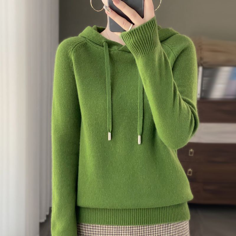 Áo Hoodie Dệt Kim Dày Dáng Rộng Thời Trang Thu Đông Phong Cách Mới Cho Nữ