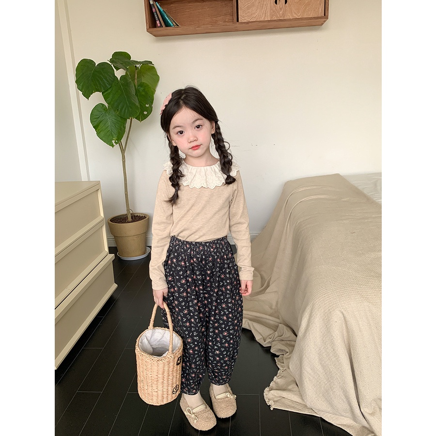 Áo len gân cổ bèo cho bé AG819 sz 90-150 màu trơn, thời trang trẻ em mùa đông 2023