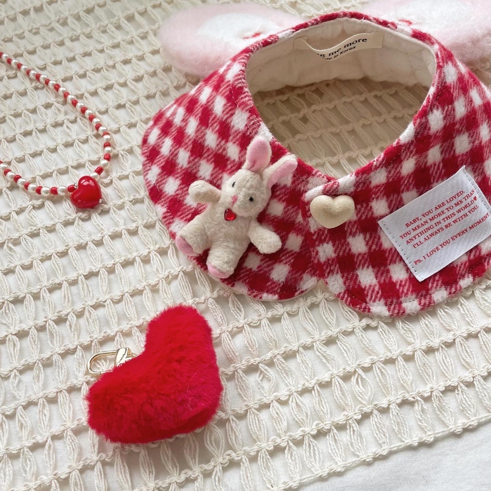 Khăn Choàng Cổ Tai Thỏ Họa Tiết Sọc Caro Dễ Thương Dành Cho Thú Cưng