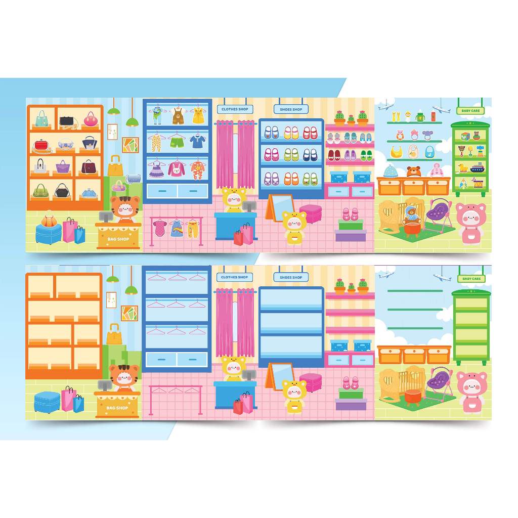 Sách Trò chơi Đồ hàng Đi Siêu Thị  - Sách tương tác bóc dán sticker cho bé