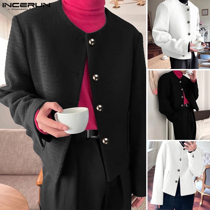 INCERUN Áo Khoác blazer Tay Dài Màu Trơn Thời Trang vintage Trẻ Trung Cho Nam
