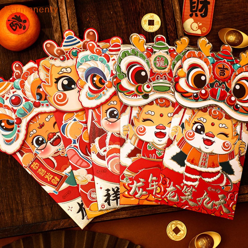 Set 4 Bao Lì Xì Năm Mới 2024 Màu Đỏ May Mắn