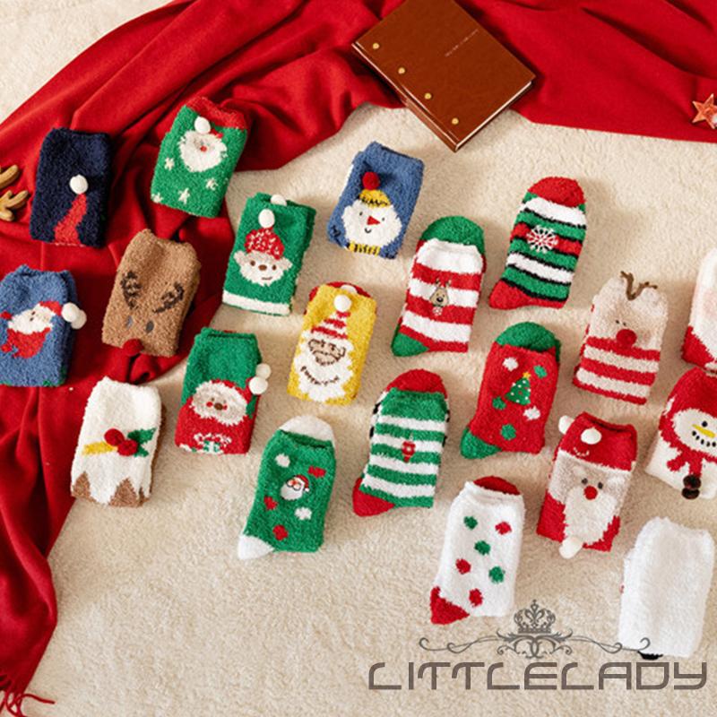 Vớ Lông Cừu San Hô Mùa Đông Dễ Thương Làm Quà Tặng Giáng Sinh Cho Bạn Gái Và Bé Gái