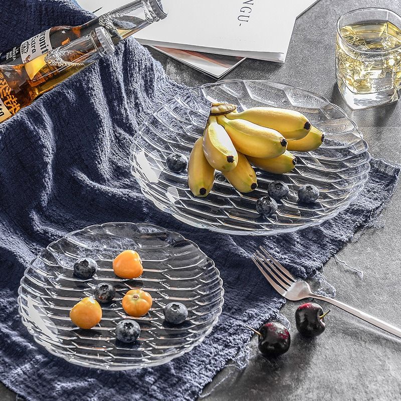 Set 3 đĩa PET đựng thức ăn vân vảy cá phong cách Bắc Âu 18/23/27.5cm