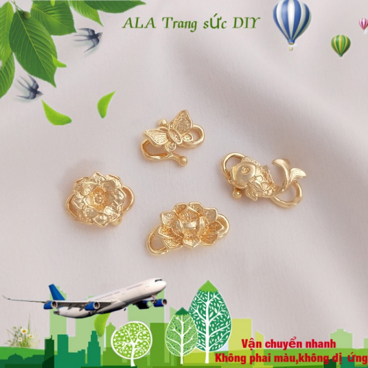 💖Trang sức DIY phụ kiện💖Khóa Cài Mạ Vàng 14k Hình Bướm / Hoa Sen / Cá Nhiều Màu Sắc Dùng Làm Vòng Tay / Dây Chuyền DIY[Khóa kết nối/Khóa dây/Vòng tay/Vòng cổ/Dây chuyền]
