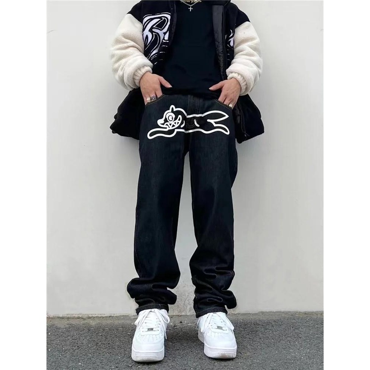 Quần baggy Jean hip hop In Hình Cún Roma Thời Trang Mới 2023 y2k