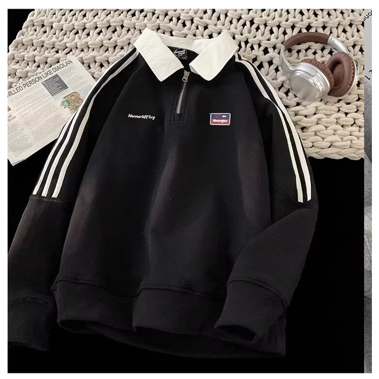 Áo hoodie polo Tay Dài Thêu Chữ instagram Phong Cách Hàn Quốc Thời Trang Thường Ngày Dành Cho Nam Và Nữ