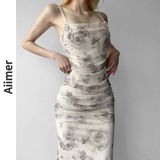 Đầm In Họa Tiết Hoa Hồng Xẻ Sâu Quyến Rũ Hợp Thời Trang Cho Nữ