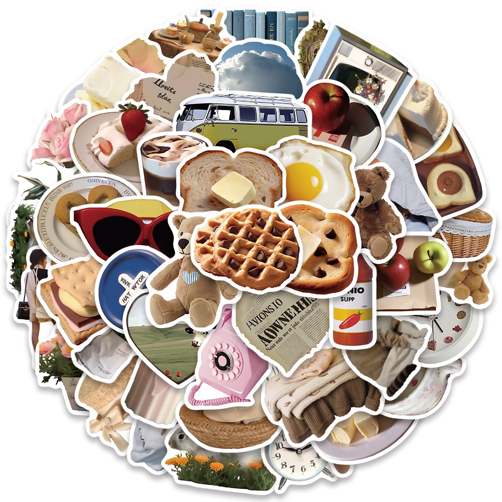 50 Miếng Dán Hoạt Hình Trang Trí Mũ Bảo Hiểm / Bút Chì Phong Cách Hàn Quốc