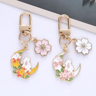Móc khóa hình thỏ và hoa anh đào dễ thương
