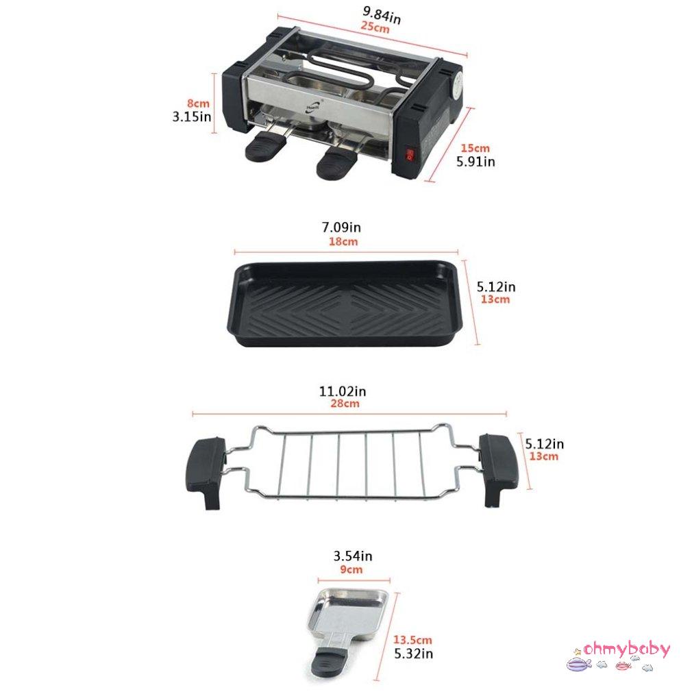 Bếp nướng gia đình chống dính công suất cao 1000W Raclette không khói