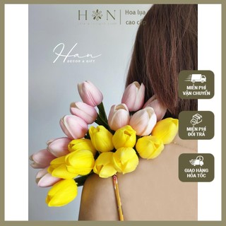 Hoa lụa, bó 5 bông - Hoa TULIP cao su nhập khẩu -  Han flower