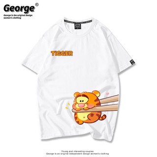 Áo thun nữ form rộng cotton cổ tròn in basic