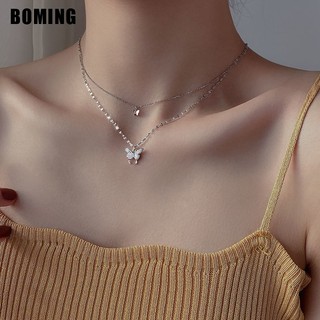 Vòng cổ hai lớp mỏng mặt hình bướm mini 1 cái