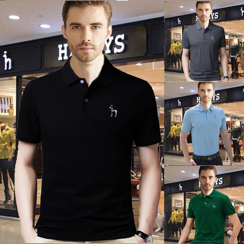 Hazzys Áo Thun polo Tay Ngắn Chất Liệu cotton Thời Trang Mùa Hè Phong Cách Hàn Quốc Cho Nam 1223