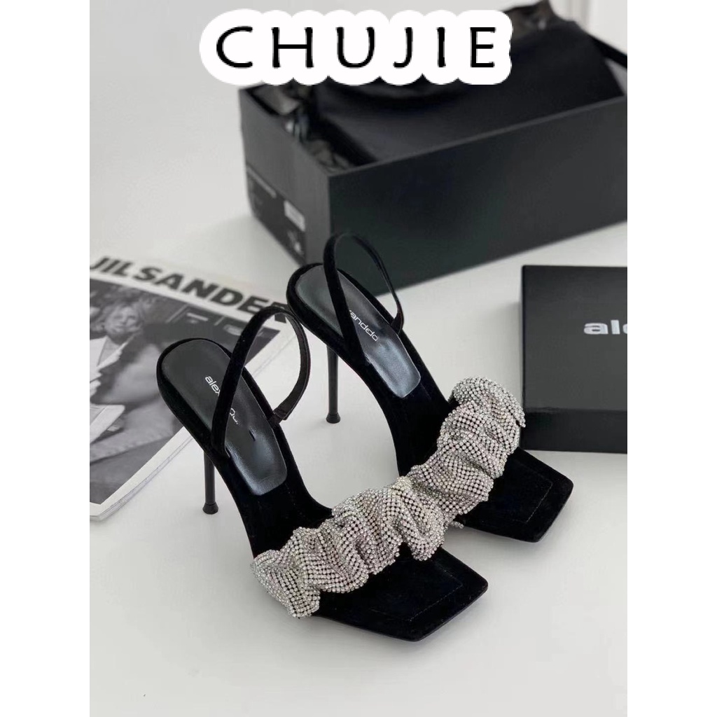CHUJIE giày cao gót nữ đế cao sandal đi chơi cao gót mũi hở 2024NEW mẫu mới 29z23071003