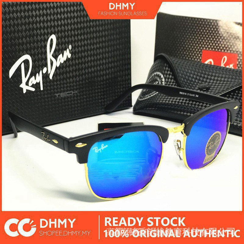 Sxi9 Ray-Ban Kính Mát Chính Hãng 100% Mới 2019 Rayban Rb3016 Clubmaster Đen Xanh Ddph Mesg 644c Rb