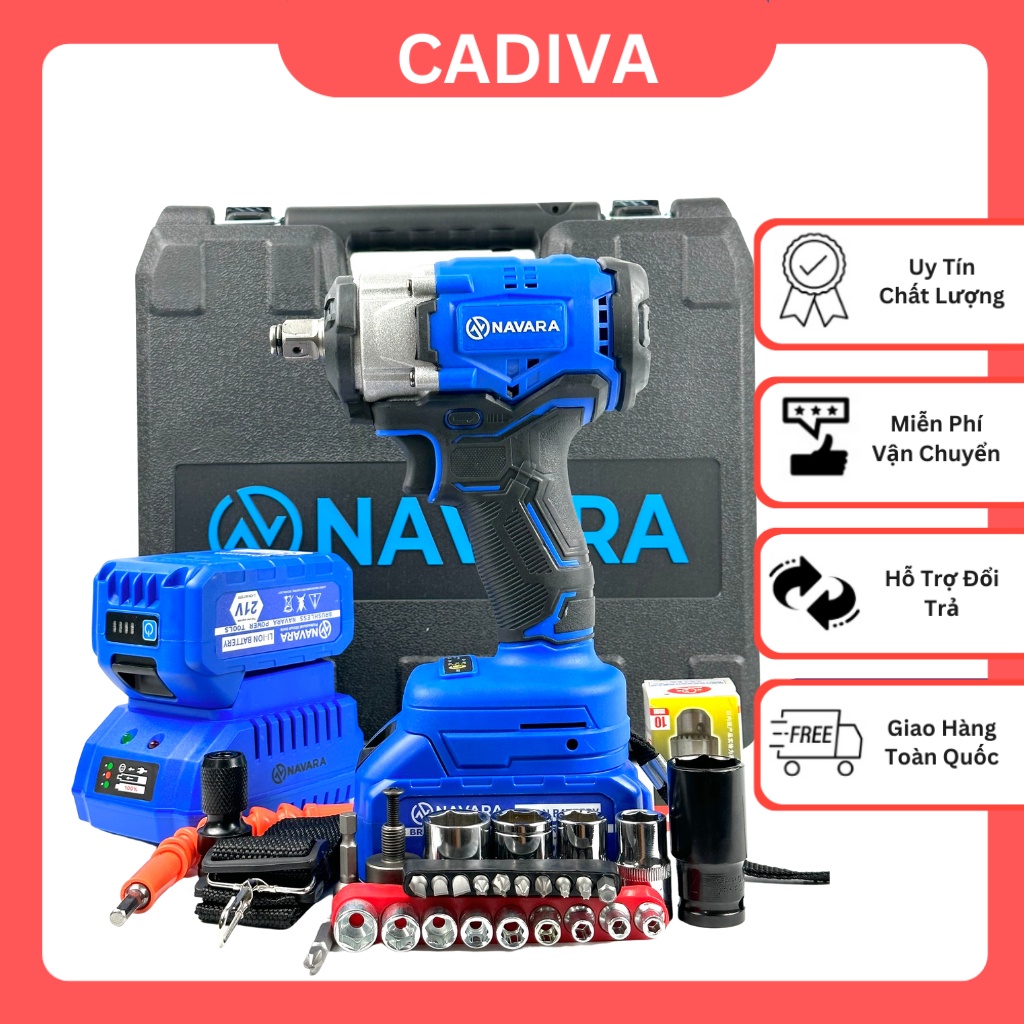 Máy siết bulong Navara 6002, máy bắn bulong lực siết 380n.m động cơ không chổi than