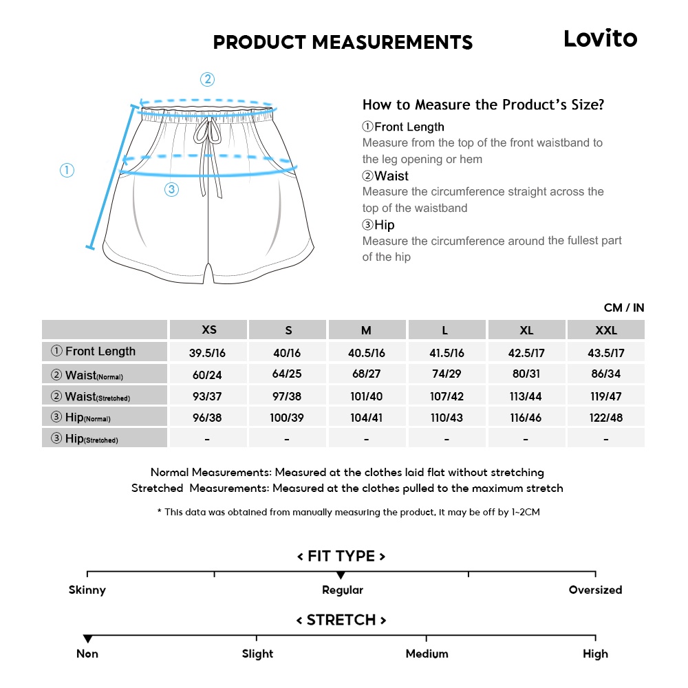 Lovito Quần short viền xà lách phía trước có nút trơn thông thường cho nữ LNE31046 (Kaki)