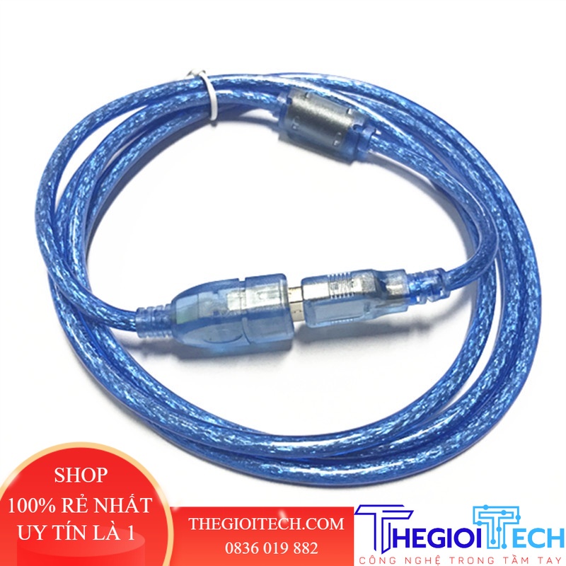 Cáp Dữ Liệu Nối Dài USB 2.0 Màu Xanh Dương Trong Suốt Chiều Dài 1.8 Mét