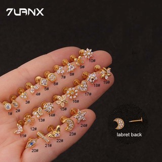 1 Đôi Khuyên Tai / Môi / Môi Bằng Thép Không Gỉ Đính Đá Zircon Hình Vuông / Hoa / Thiên Thần Helix Sụn Tragus / Môi