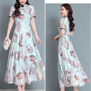 Váy lụa HORMOO Váy lụa dâu tằm hoa nữ