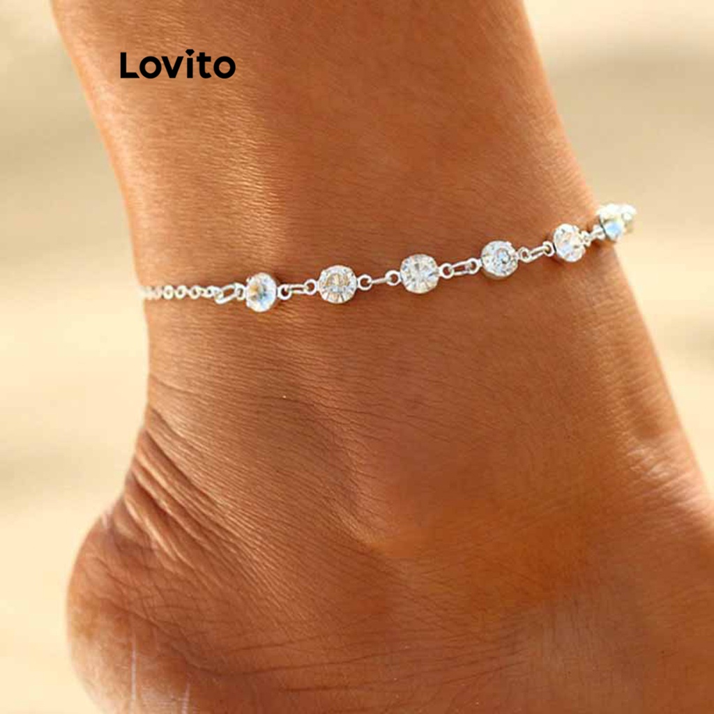 Lovito Vòng chân bằng kim cương giả thông thường dành cho nữ LFA13139