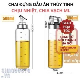 Chai Lọ Bình thủy tinh đựng dầu ăn nước mắm tự mở nắp khi rót 550ml