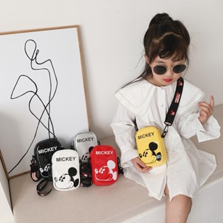Túi Đeo Chéo Da PU Hình Chuột Mickey Minnie Dễ Thương Phong Cách Hàn Quốc Cho Bé Trai Và Gái