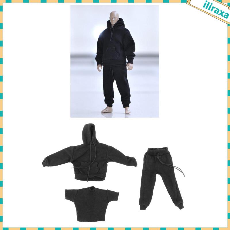 Set 3 Mô Hình Nhân Vật Nam Mặc Áo Nỉ Màu Đen 12inch Tỉ Lệ 1: 12