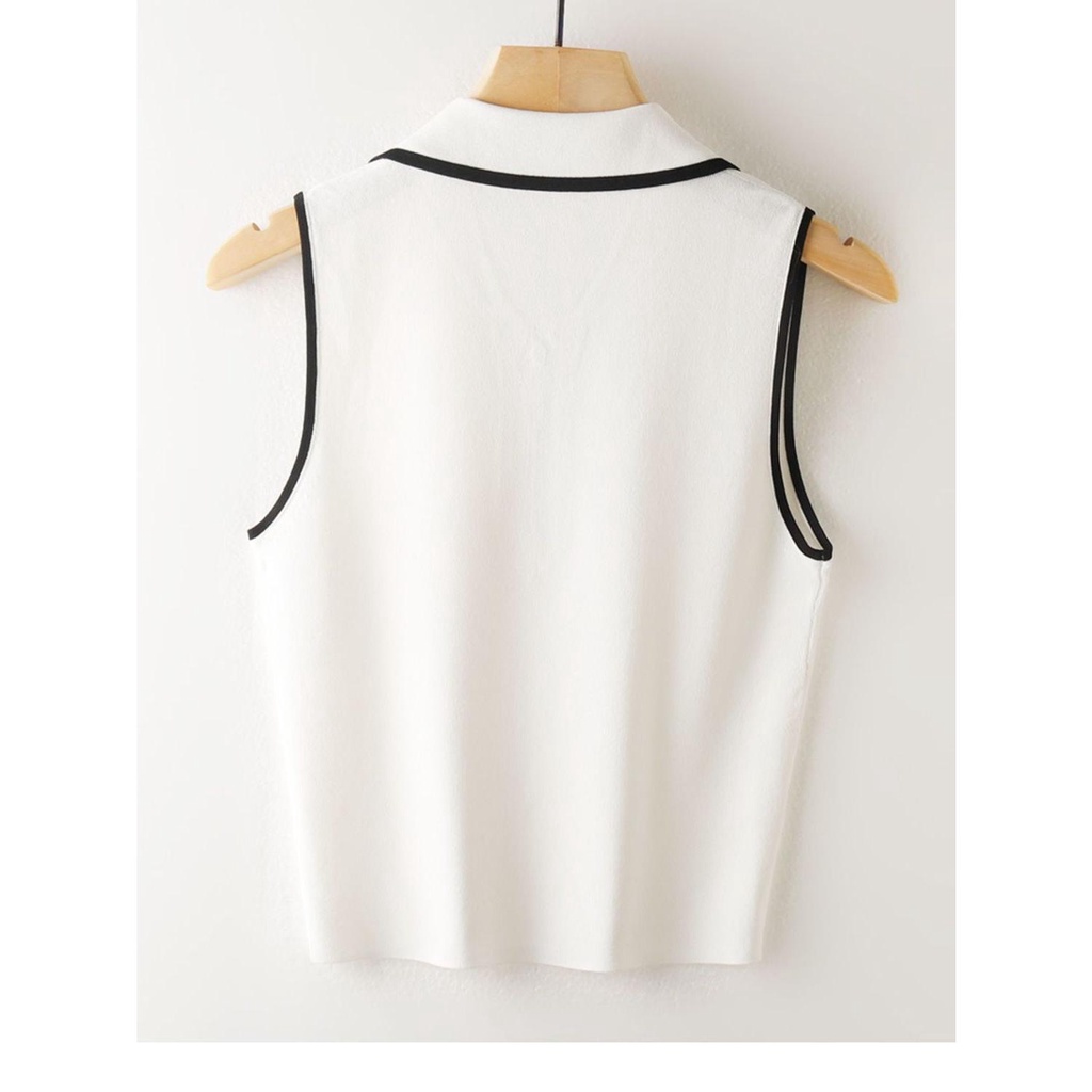 Áo tank top Sát Nách Dáng Ôm Phối Khóa Kéo Thời Trang Mùa Hè Cho Nữ