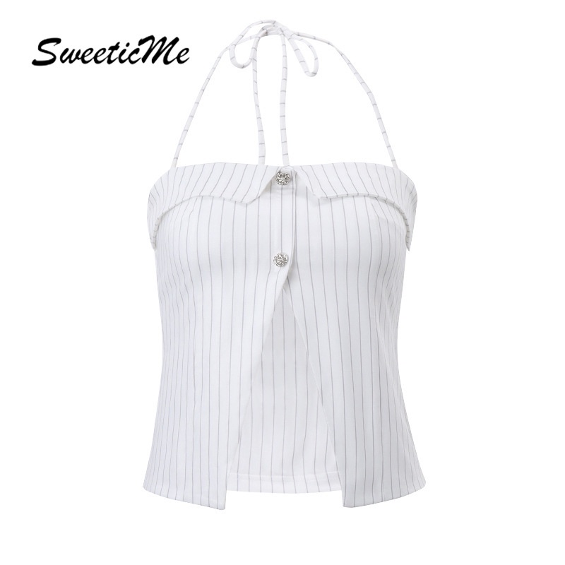 Áo tank Top Hai Dây Dáng Ôm Họa Tiết Kẻ Sọc Thời Trang 2023 Quyến Rũ Cho Nữ
