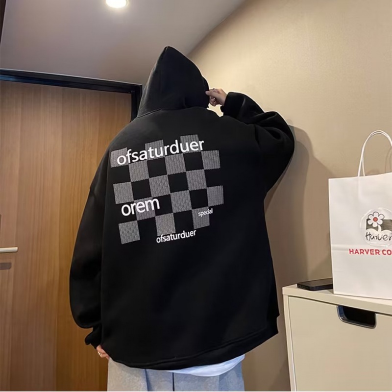 Áo hoodie Nam Nữ Họa Tiết Ca Rô Thời Trang Hàn Quốc Cho áo hoodie mũ áo hoodie unisex form rộng Bigsize