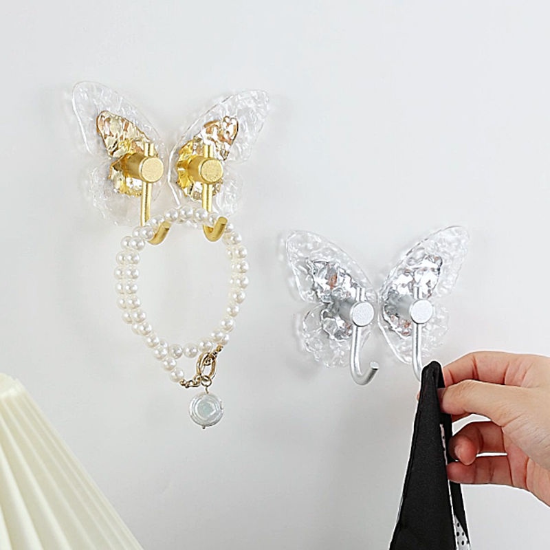 Móc Treo Quần Áo / Mũ / Tủ Giày / Khăn Tắm / Lối Đi Gắn Tường Không Cần Khoan Hình Bướm Sang Trọng