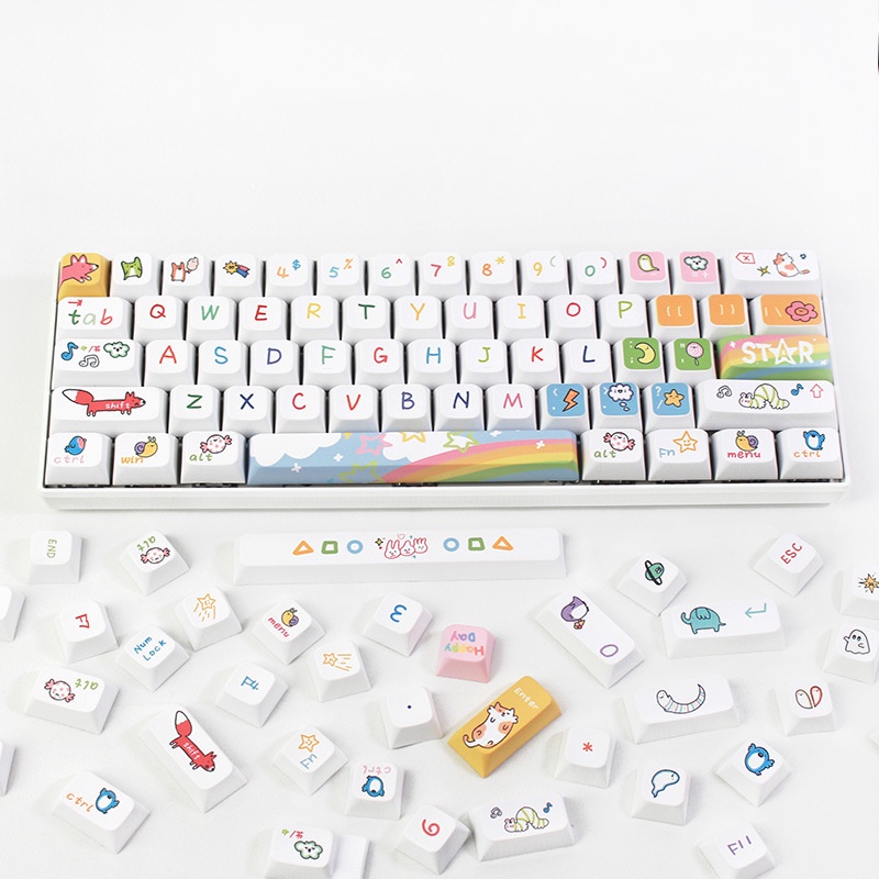 Đảng Động Vật Keycaps XDA Profile Hoạt Hình PBT Dye Sub Bàn Phím Cơ Keycap