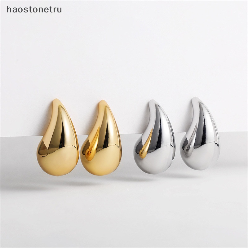 1 Đôi Bông Tai Hình Giọt Nước Bằng Hợp Kim Dày Dặn Màu Vàng / Bạc Phong Cách vintage hoops n
