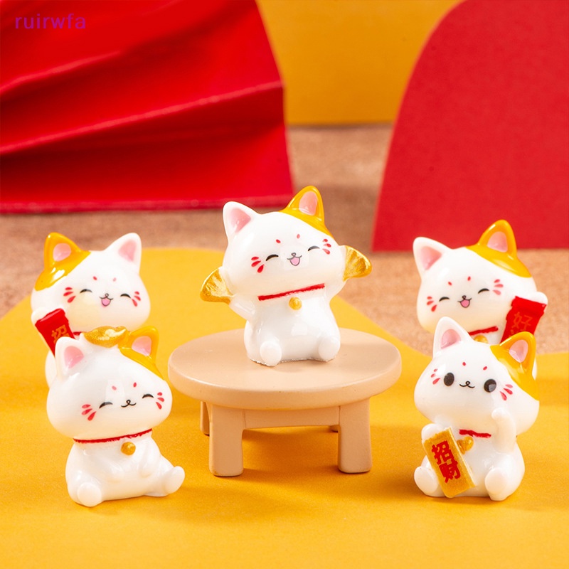 Ruirwfa Búp Bê Mèo May Mắn Nhỏ Để Bàn Trang Trí Sáng Tạo Làm Quà Tặng Cho Trẻ Em Mới