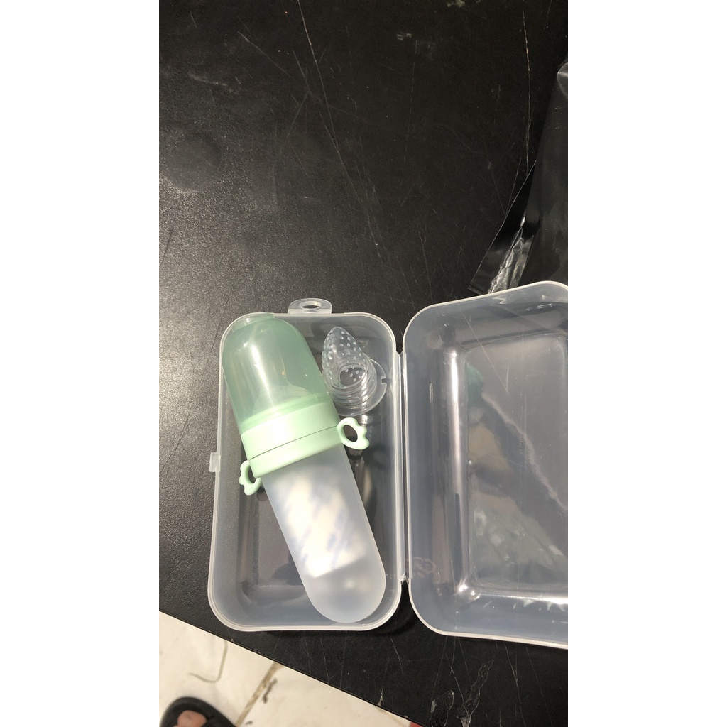 Bình ăn dặm silicon 2 đầu thay Muỗng và Núm Nhai kèm hộp nhựa cho bé CarynShop