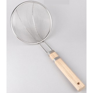 Vợt lưới vớt thức ăn inox cán gỗ đường kính 14cm cao cấp