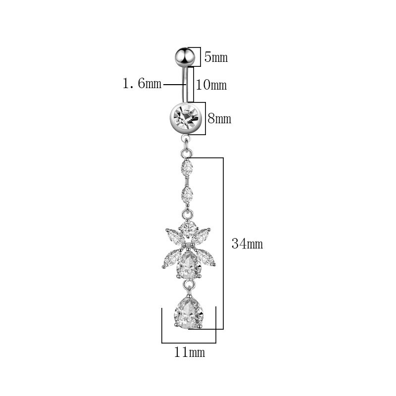 Thời Trang 1 Khuyên Rốn Dạng Tua Rua Dài Đính Đá zircon Lấp Lánh