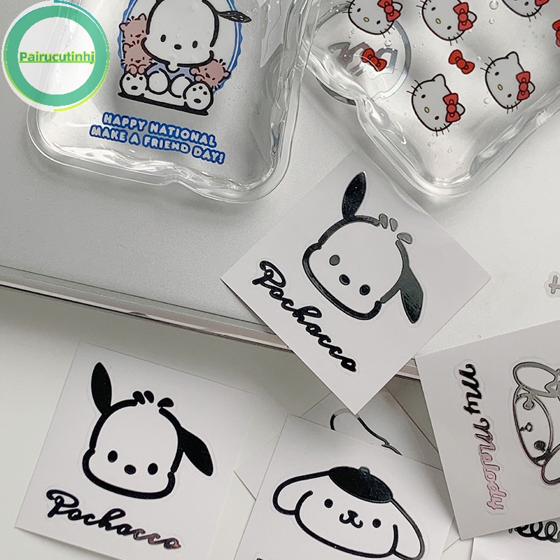 SANRIO Parucutin Set 10 Miếng Dán Kim Loại Hoạt Hình kuromi melody hello kitty cinnamoroll pachacco Đơn Giản Chống Thấm Nước vn