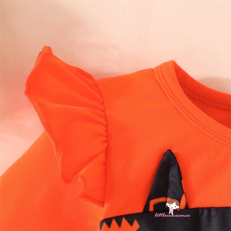 Đầm Xòe Chữ a Tay Dài Cổ Thuyền In Họa Tiết halloween Cho Bé Gái