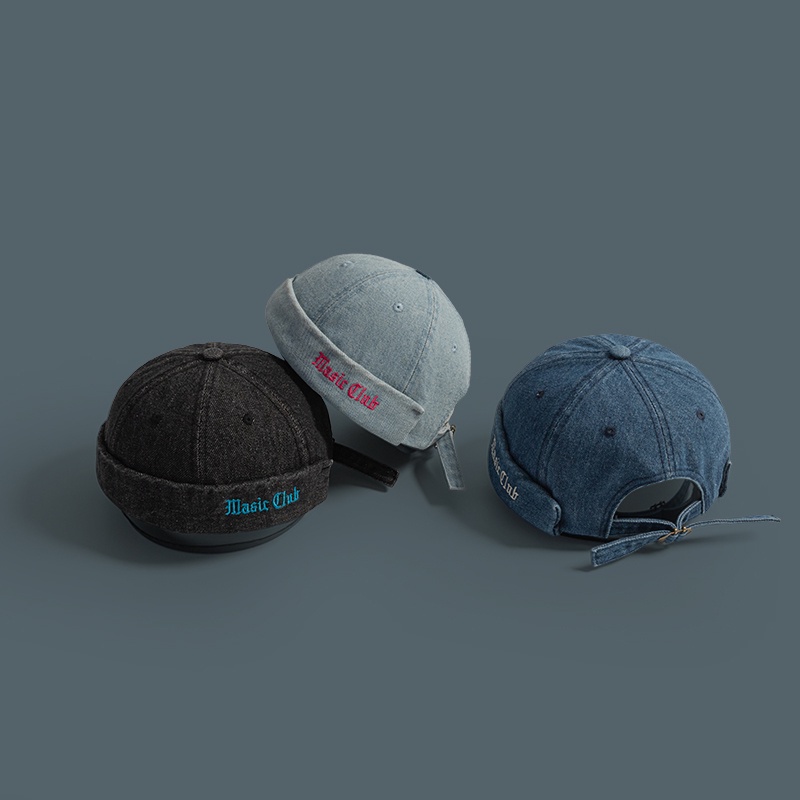 Mũ denim Họa Tiết Thêu Phong Cách hip hop Thời Trang Cho Nam Và Nữ