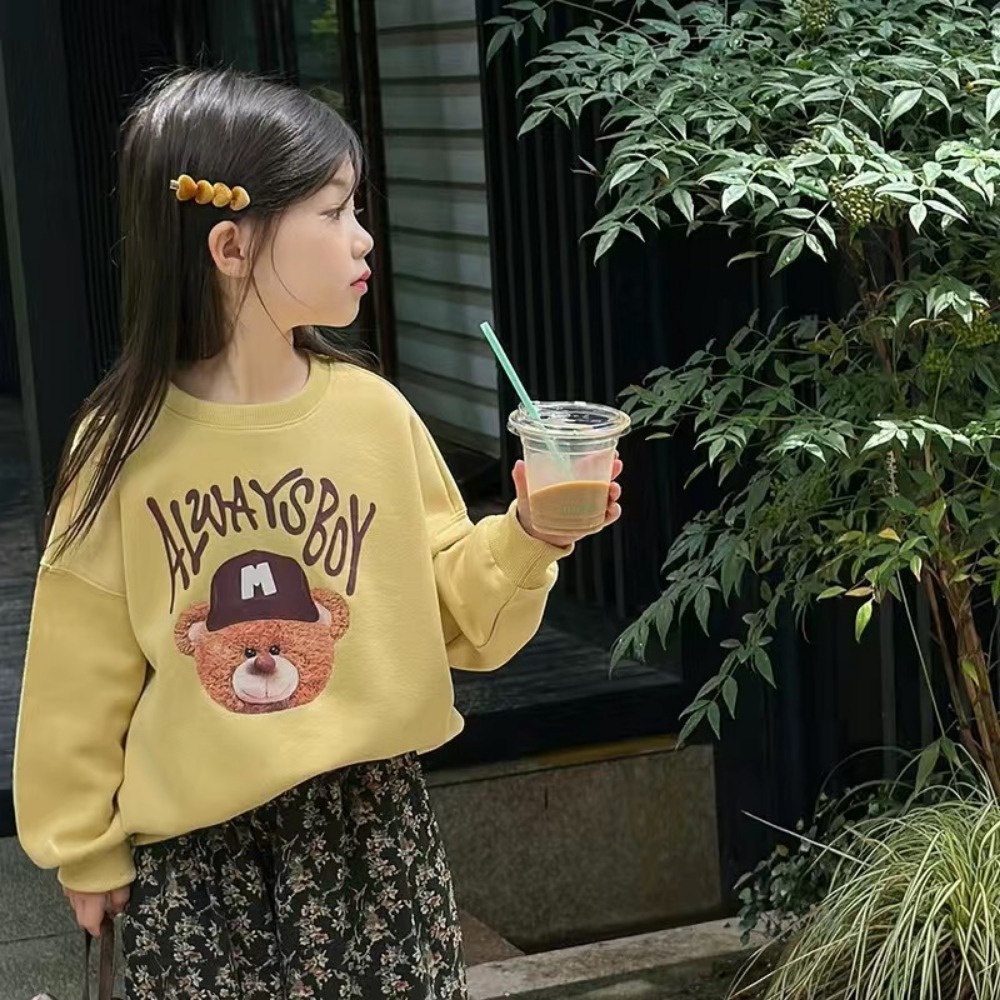 Áo sweater Tay Dài Cổ Tròn In Họa Tiết Hoạt Hình Thời Trang Mùa Thu Cho Bé Gái