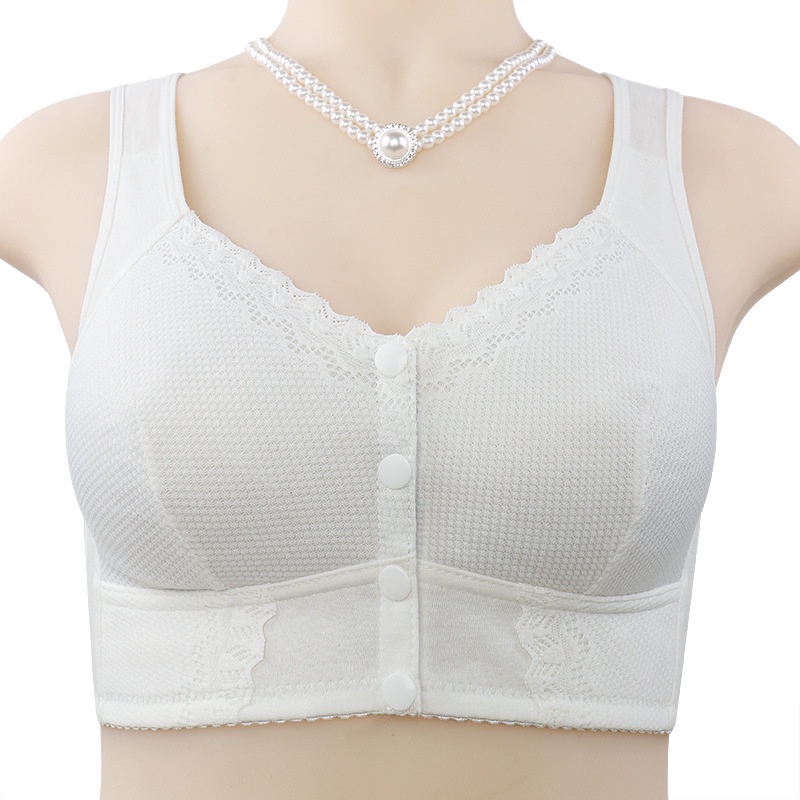 Áo Ngực cotton Mềm Mỏng Cài Khóa Trước Phối Ren Có Gọng Thép Kích Thước 36-58 Thời Trang Cho Nữ