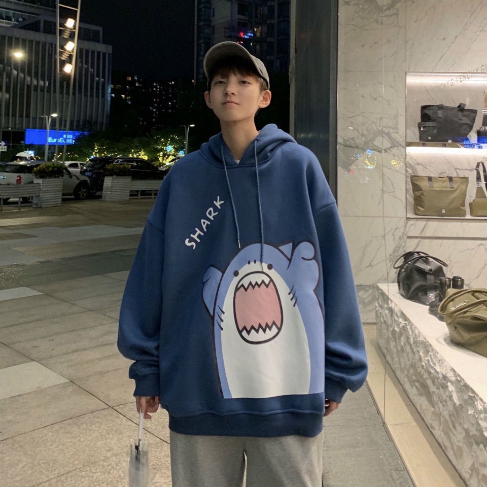 Áo hoodie Nam In Hình Cá Mập Phong Cách Hàn Quốc Mới